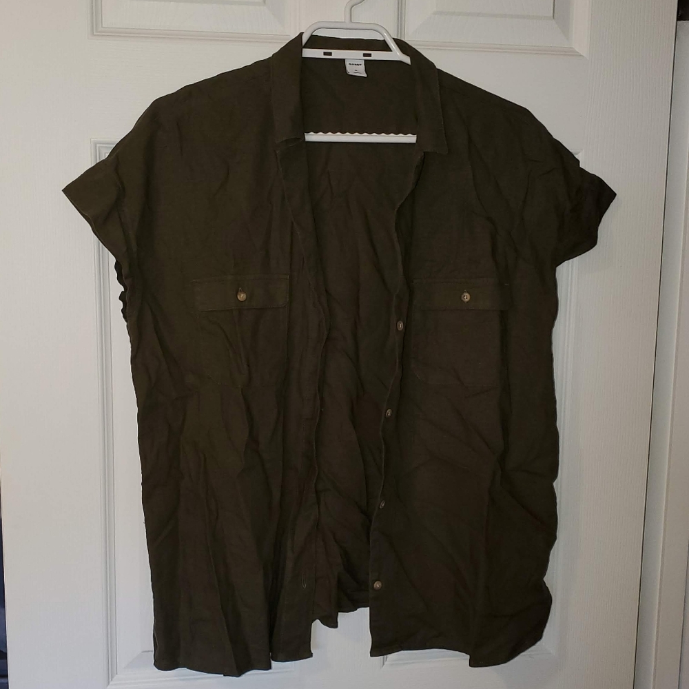 Linen Blend Button Up Shirt